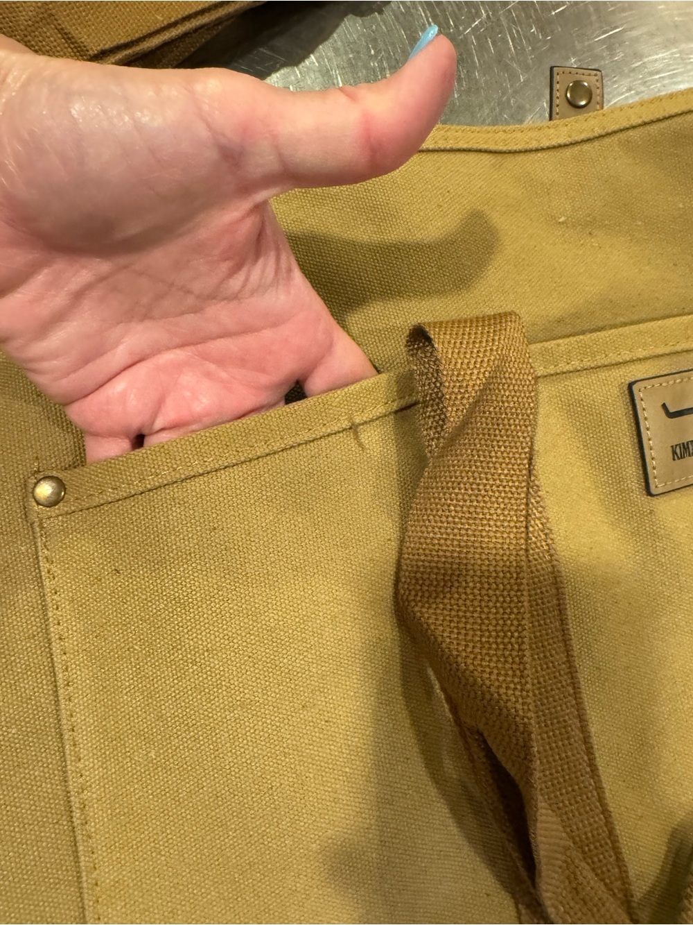 Kimes Ranch Tan Canvas Tote with Leather Logo Patch - Picture 7 of 11
